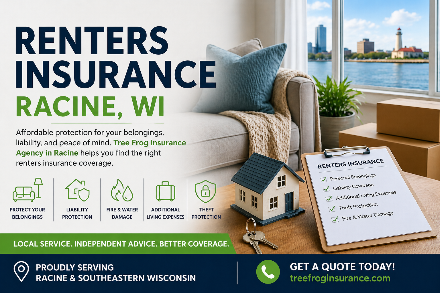 Renters insurance Racine WI coverage for apartments and rental homes from Tree Frog Insurance Agency in Racine